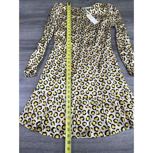 NEVER A WALLFLOWER Cheetah Print Fit & Flare Dress Small Silk Viscose Made in LA - Picture 12 of 16